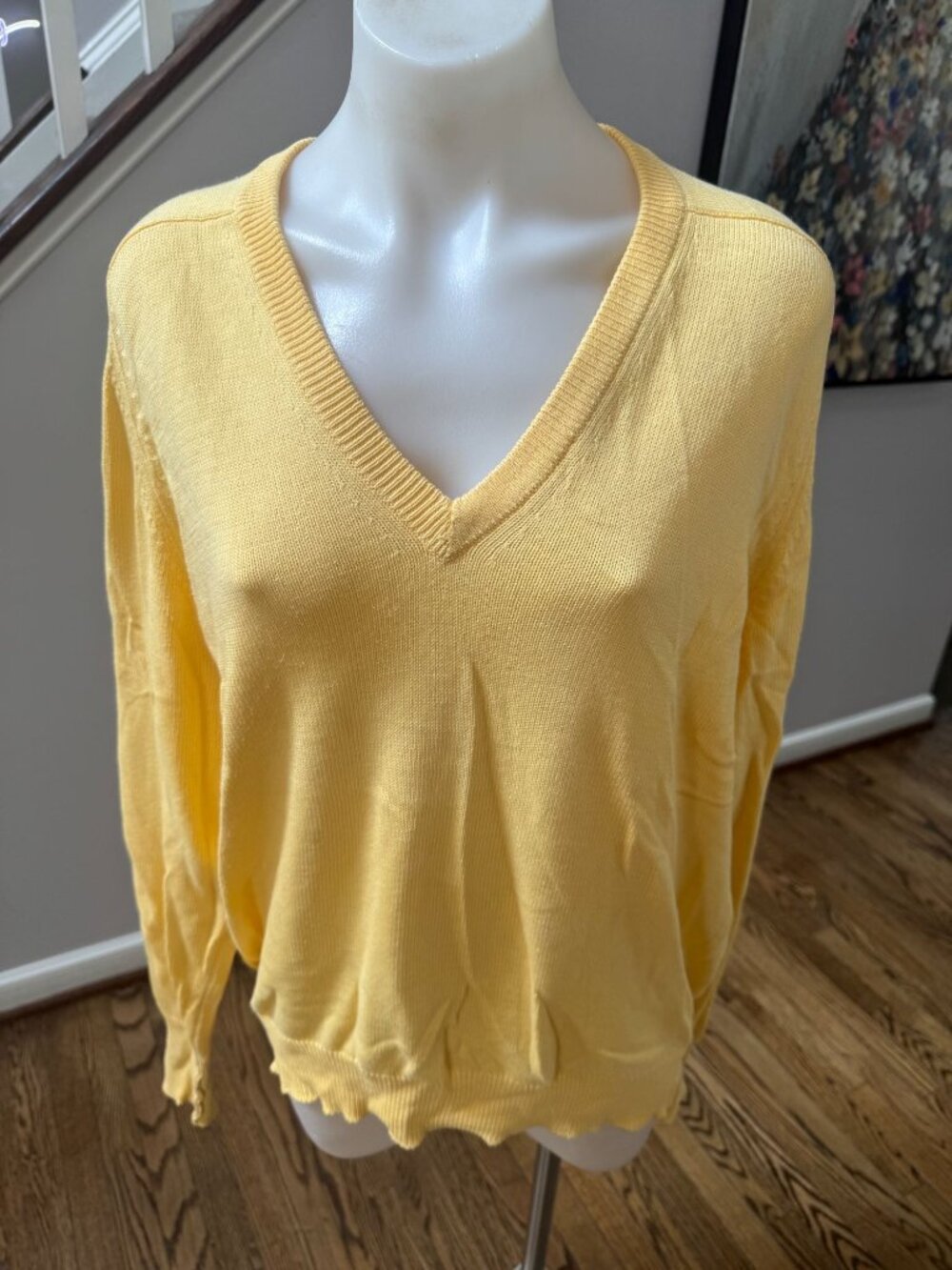 Vintage BURBERRYS Burberry Pure Cotton Yellow Knit Sweater Size 42